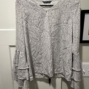 SHEIN Black and White Ruffle Sleeve Blouse